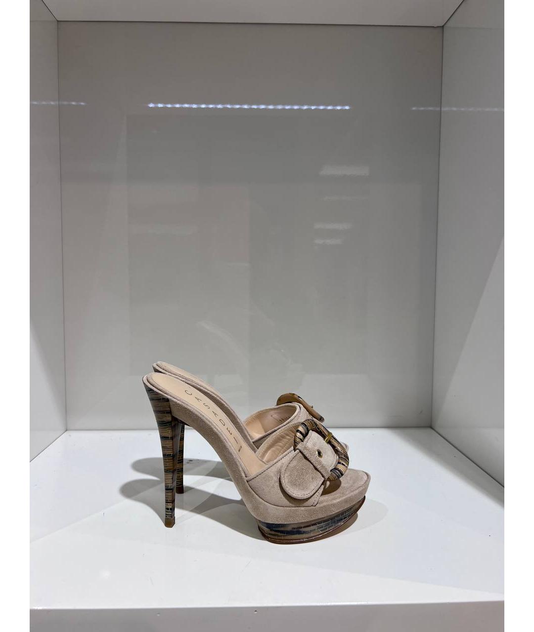 CASADEI Бежевые замшевые мюли, фото 4