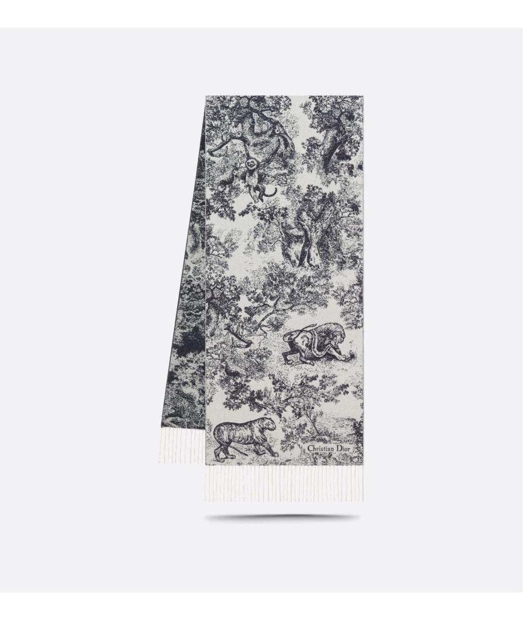 CHRISTIAN DIOR Темно-синий кашемировый шарф, фото 2