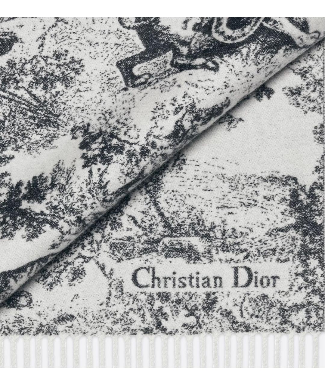 CHRISTIAN DIOR Темно-синий кашемировый шарф, фото 4