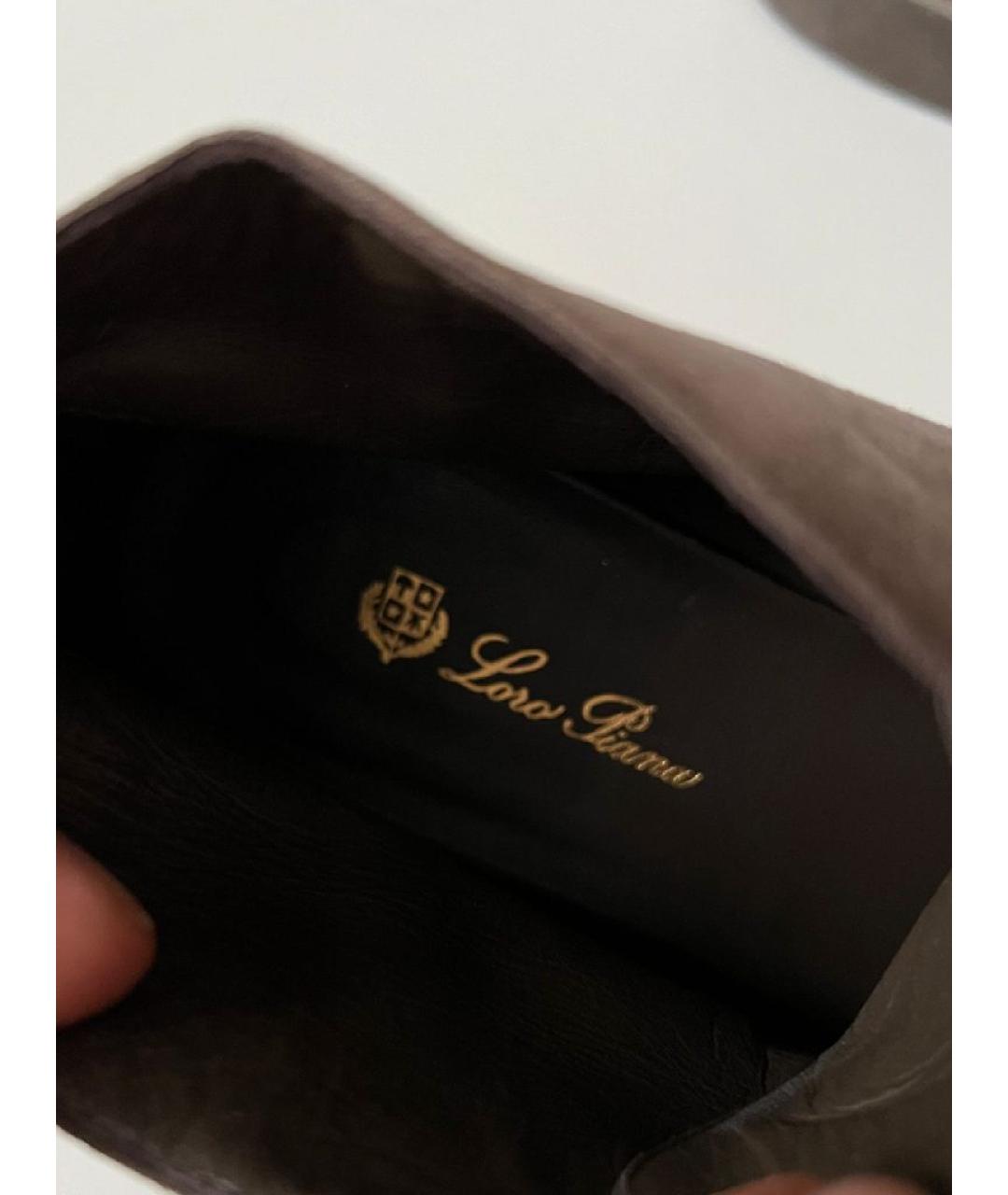 LORO PIANA Коричневые замшевые ботинки, фото 5