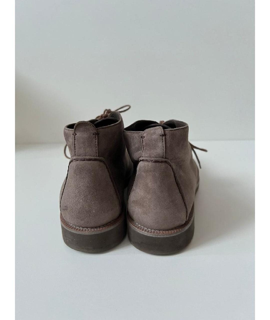 LORO PIANA Коричневые замшевые ботинки, фото 7