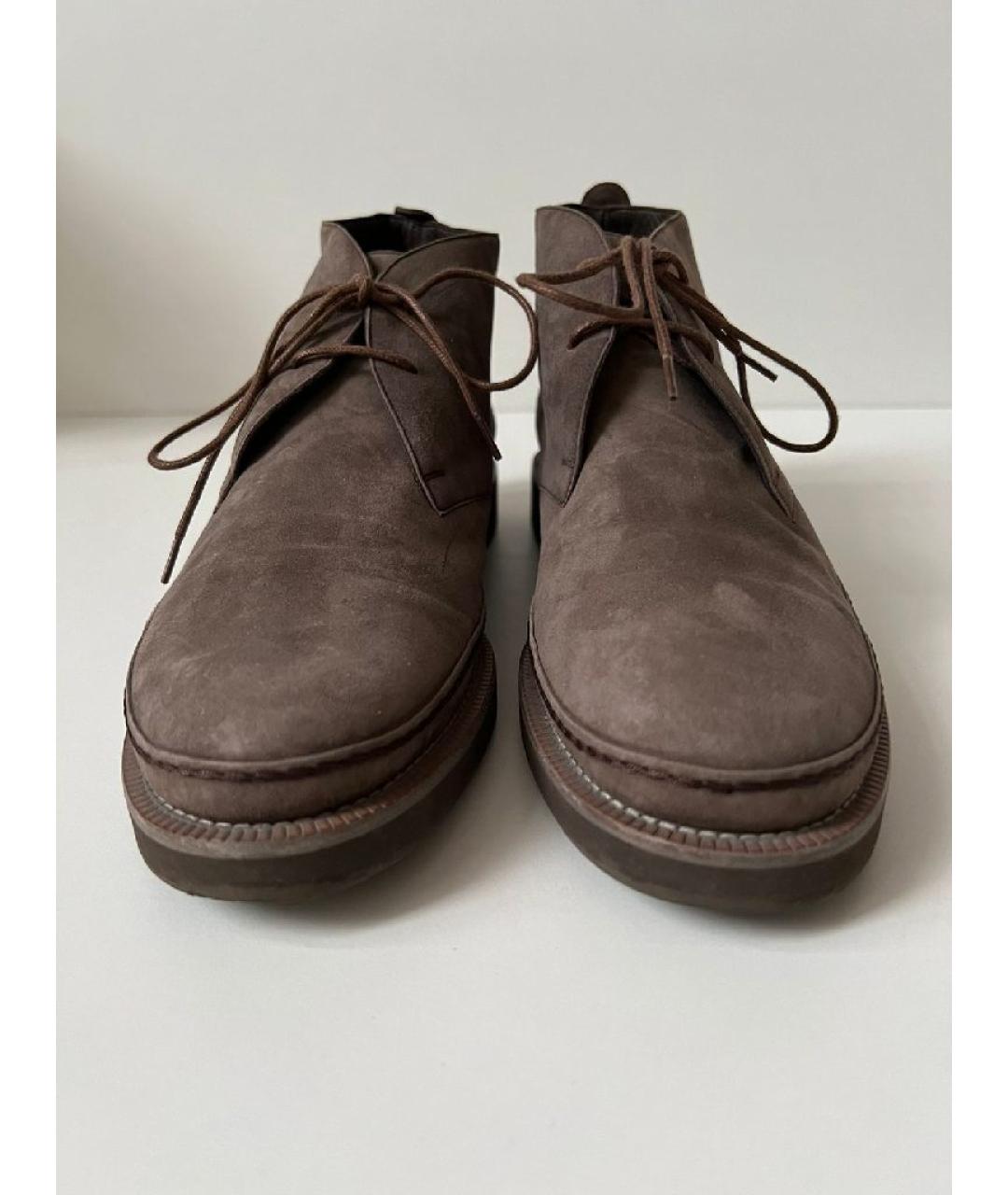 LORO PIANA Коричневые замшевые ботинки, фото 4