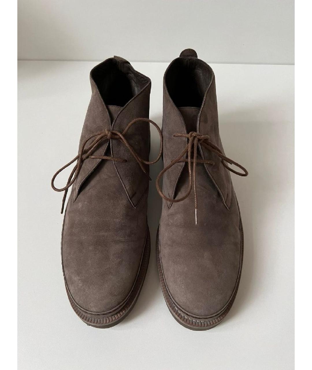 LORO PIANA Коричневые замшевые ботинки, фото 2
