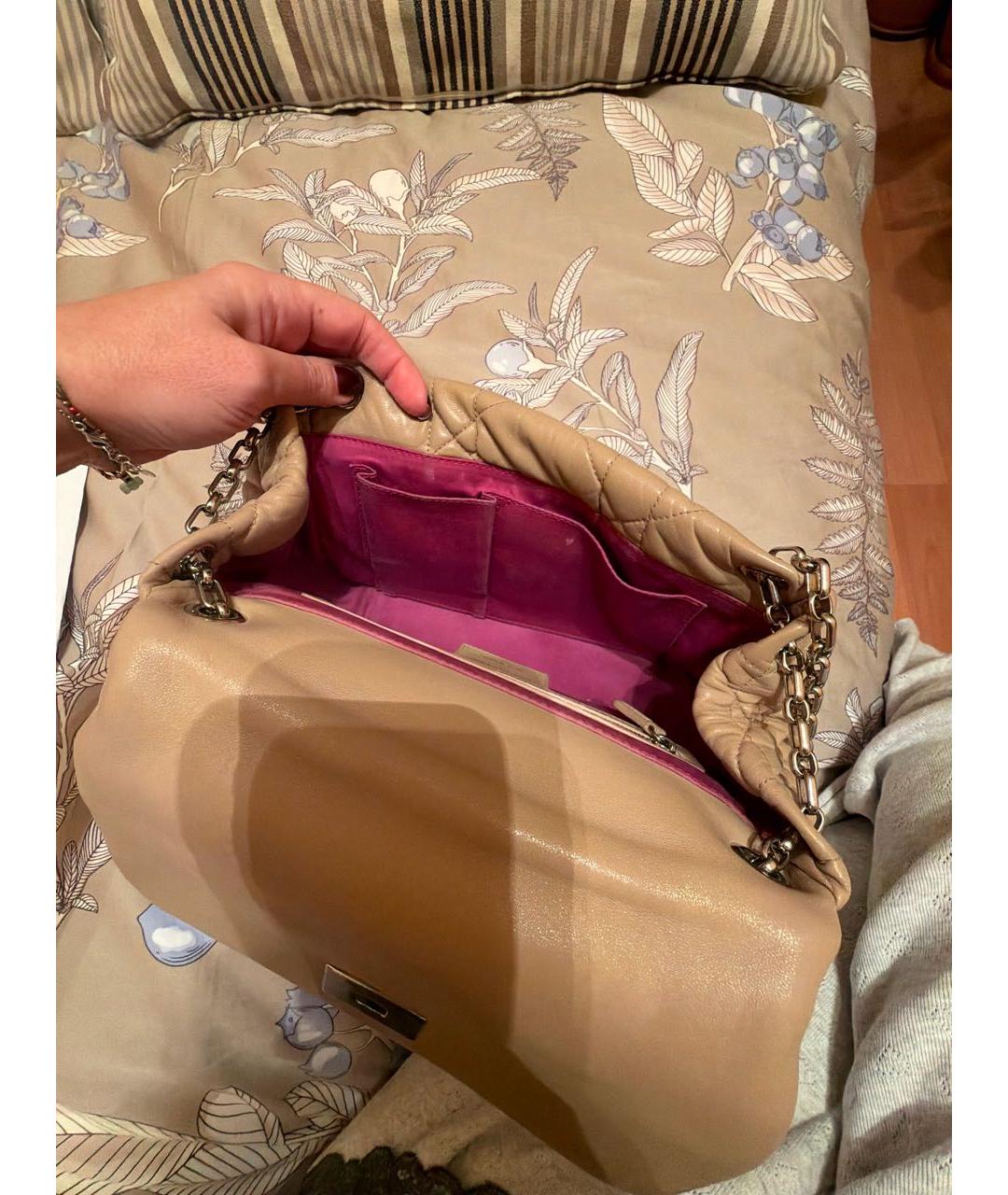 CHRISTIAN DIOR Бежевая кожаная сумка через плечо, фото 4