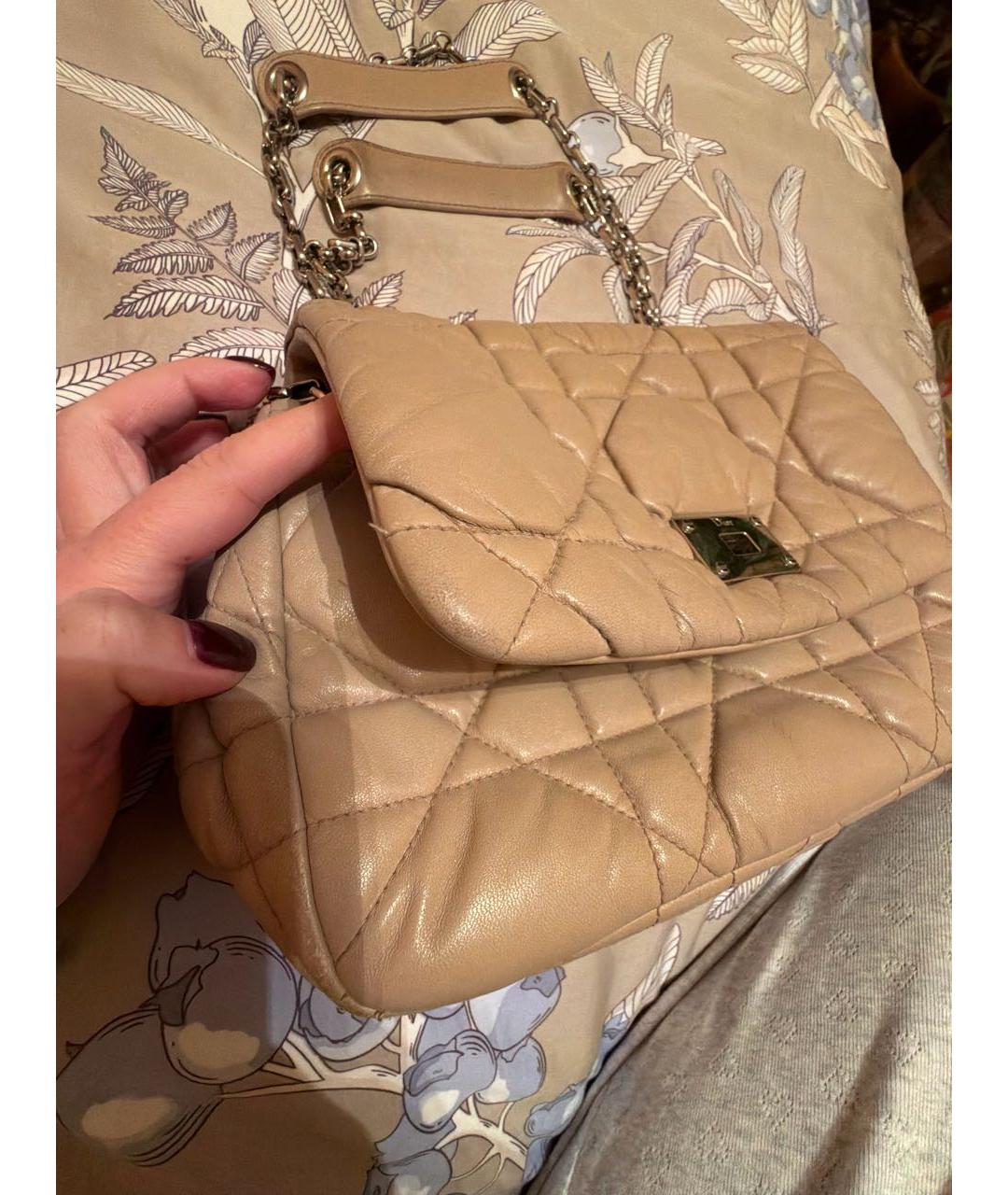 CHRISTIAN DIOR Бежевая кожаная сумка через плечо, фото 7