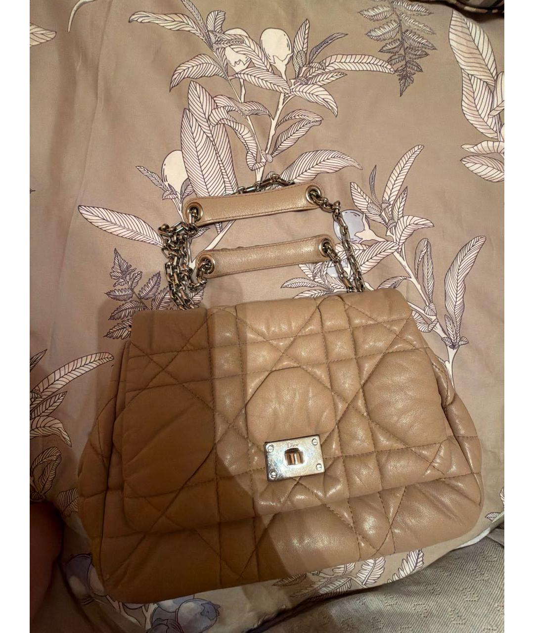 CHRISTIAN DIOR Бежевая кожаная сумка через плечо, фото 6