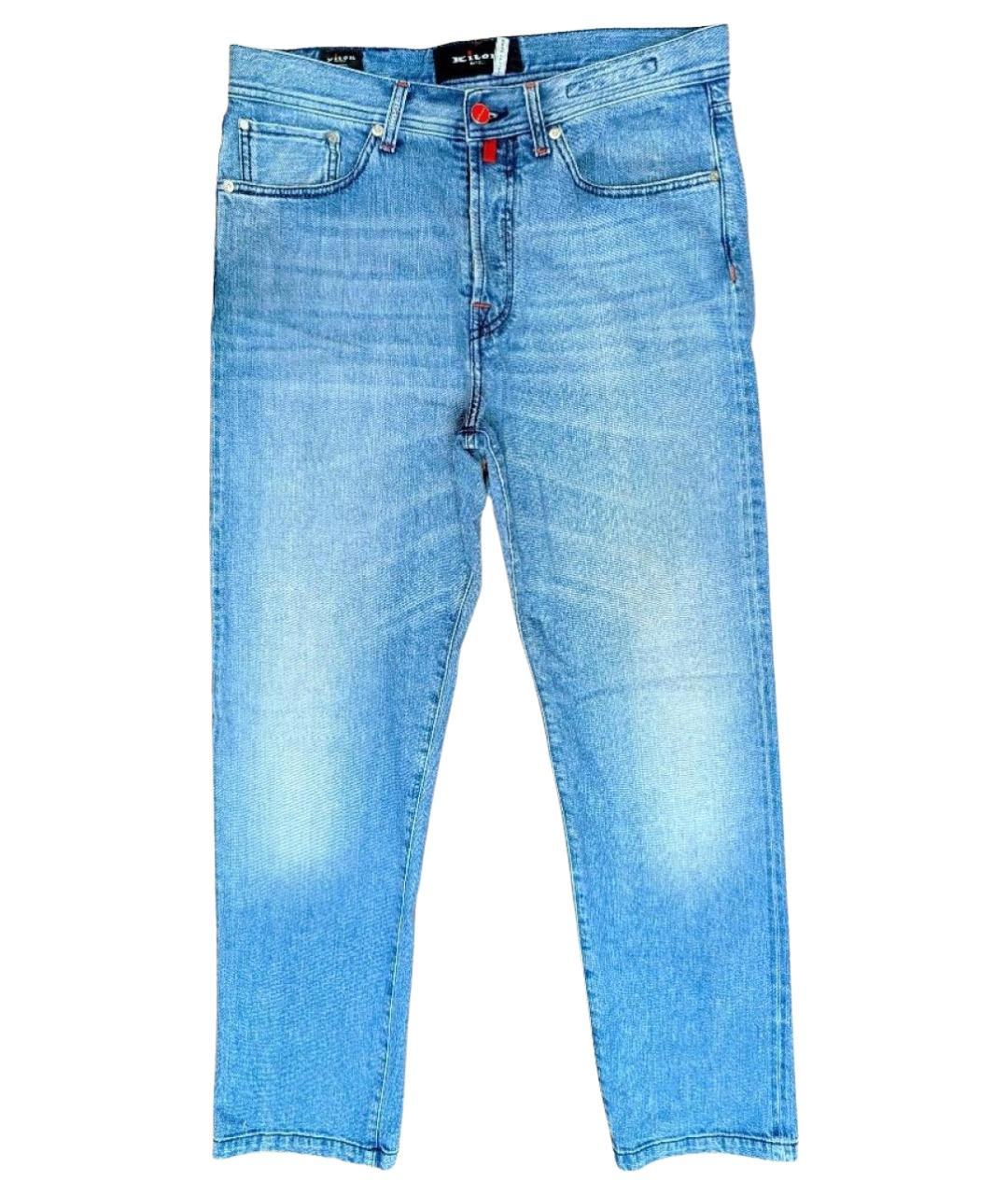 KITON Голубые хлопковые прямые джинсы, фото 1