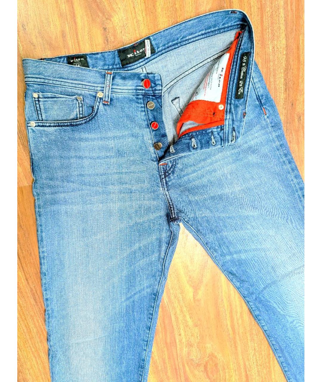 KITON Голубые хлопковые прямые джинсы, фото 2