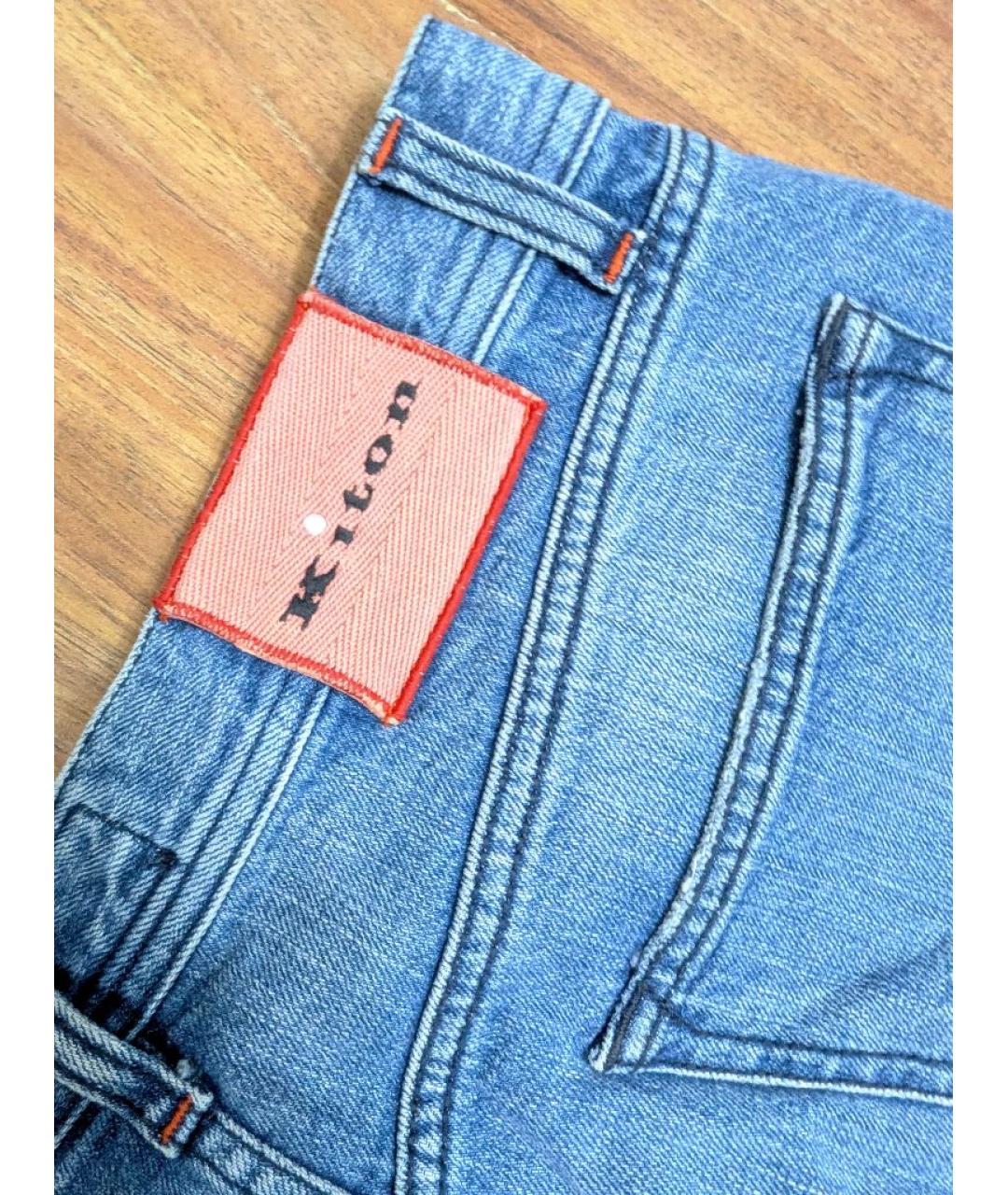 KITON Голубые хлопковые прямые джинсы, фото 4