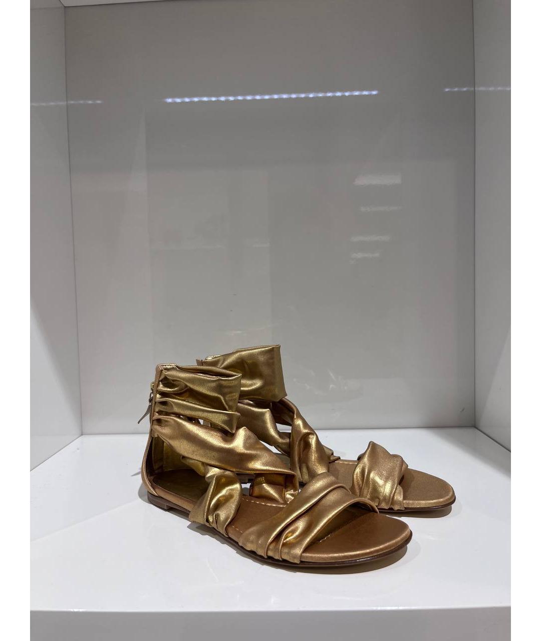 CASADEI Золотые кожаные сабо, фото 2