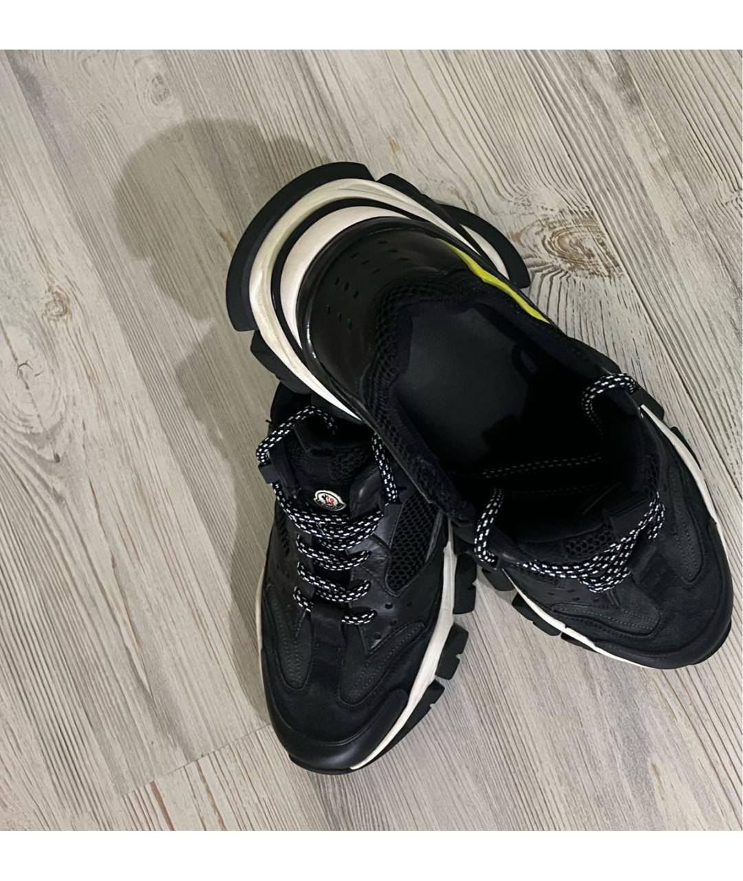 MONCLER Темно-синие кожаные высокие кроссовки / кеды, фото 5