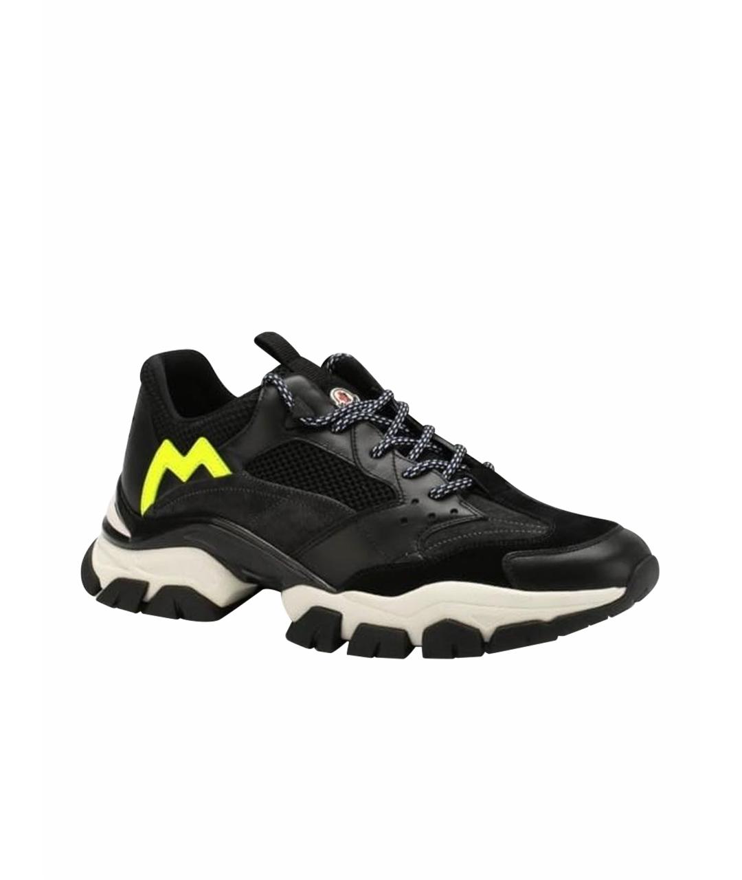 MONCLER Темно-синие кожаные высокие кроссовки / кеды, фото 1