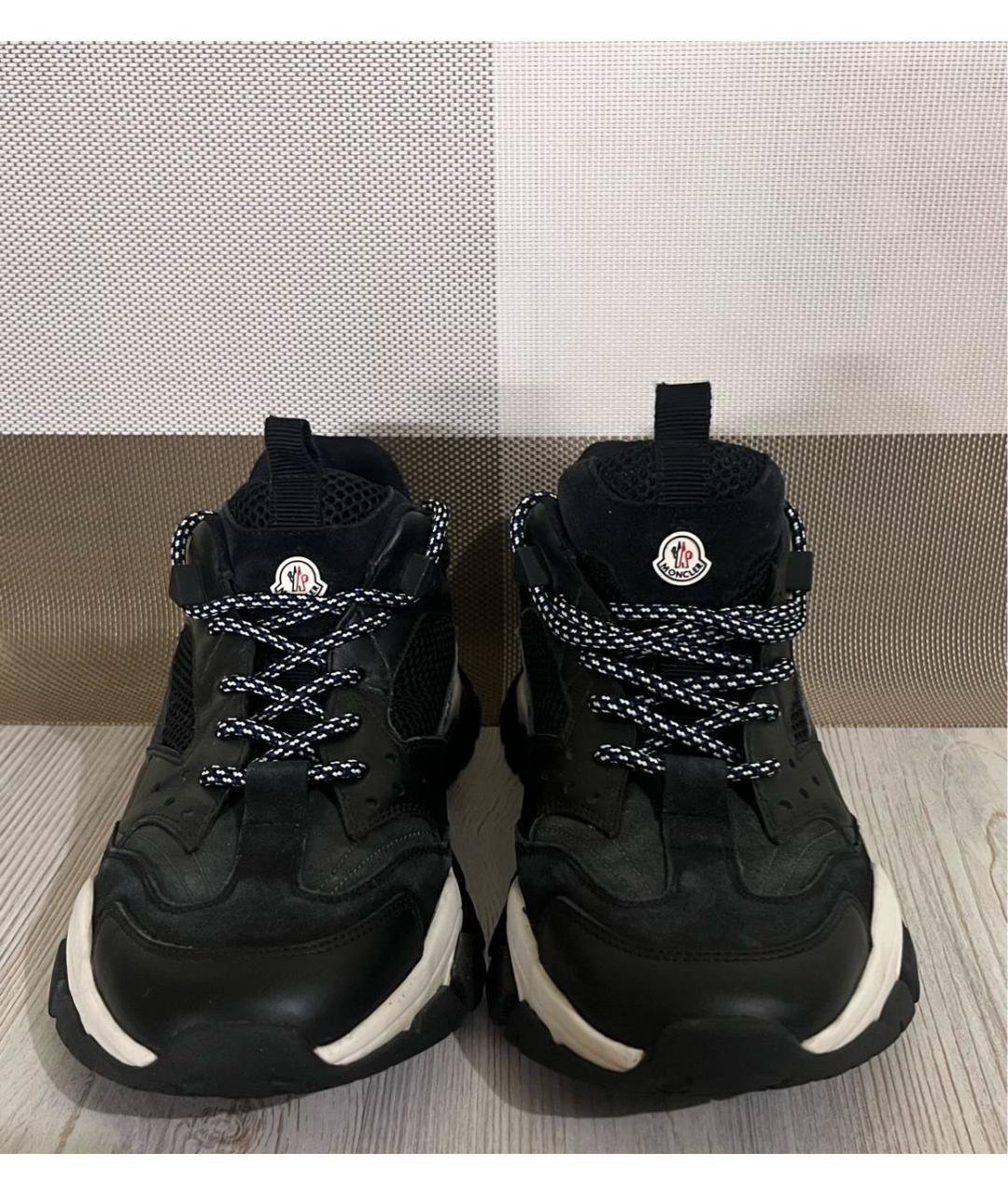 MONCLER Темно-синие кожаные высокие кроссовки / кеды, фото 2