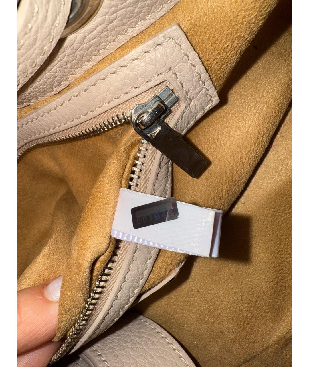 JIMMY CHOO Бежевая кожаная сумка с короткими ручками, фото 5