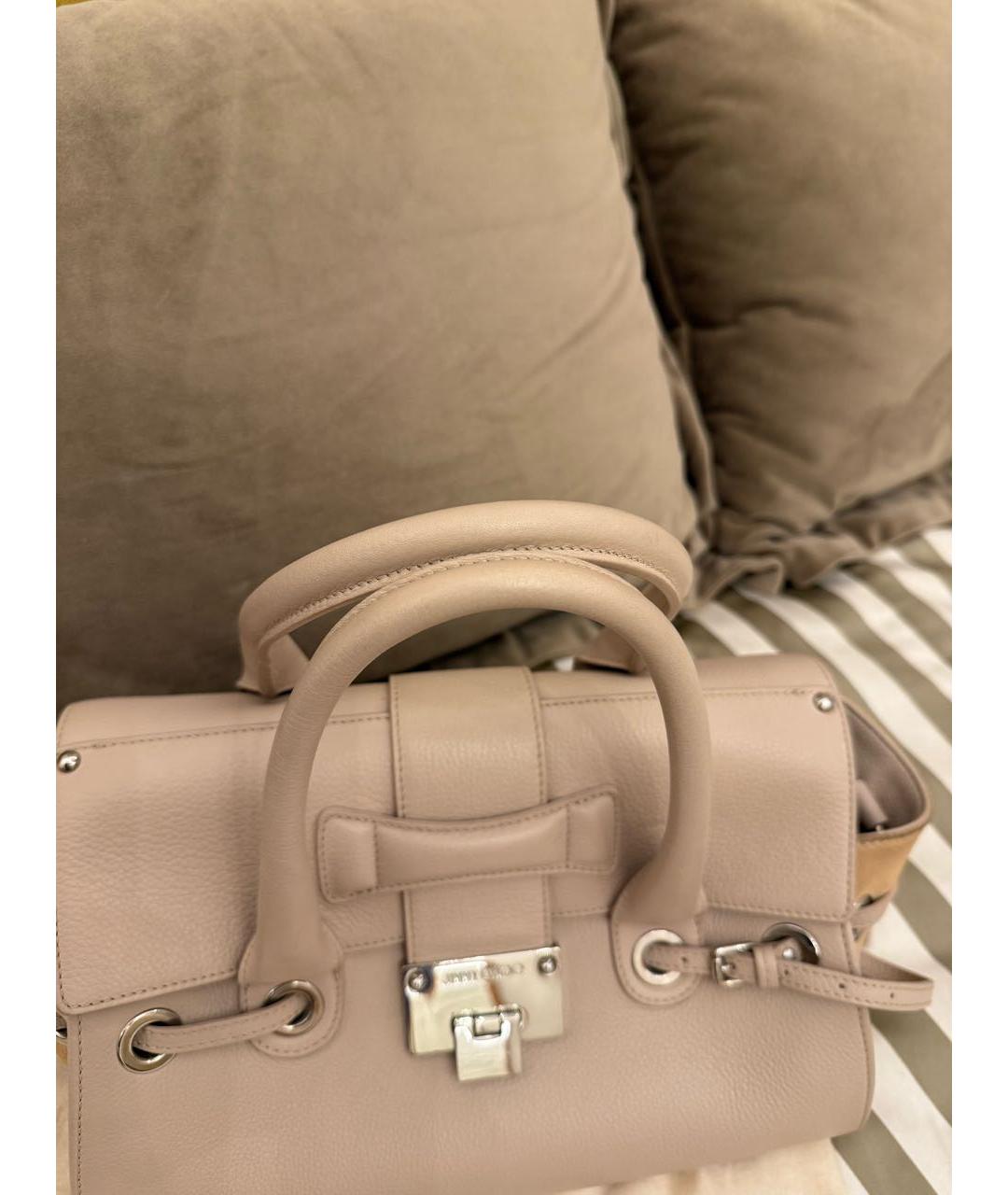 JIMMY CHOO Бежевая кожаная сумка с короткими ручками, фото 7
