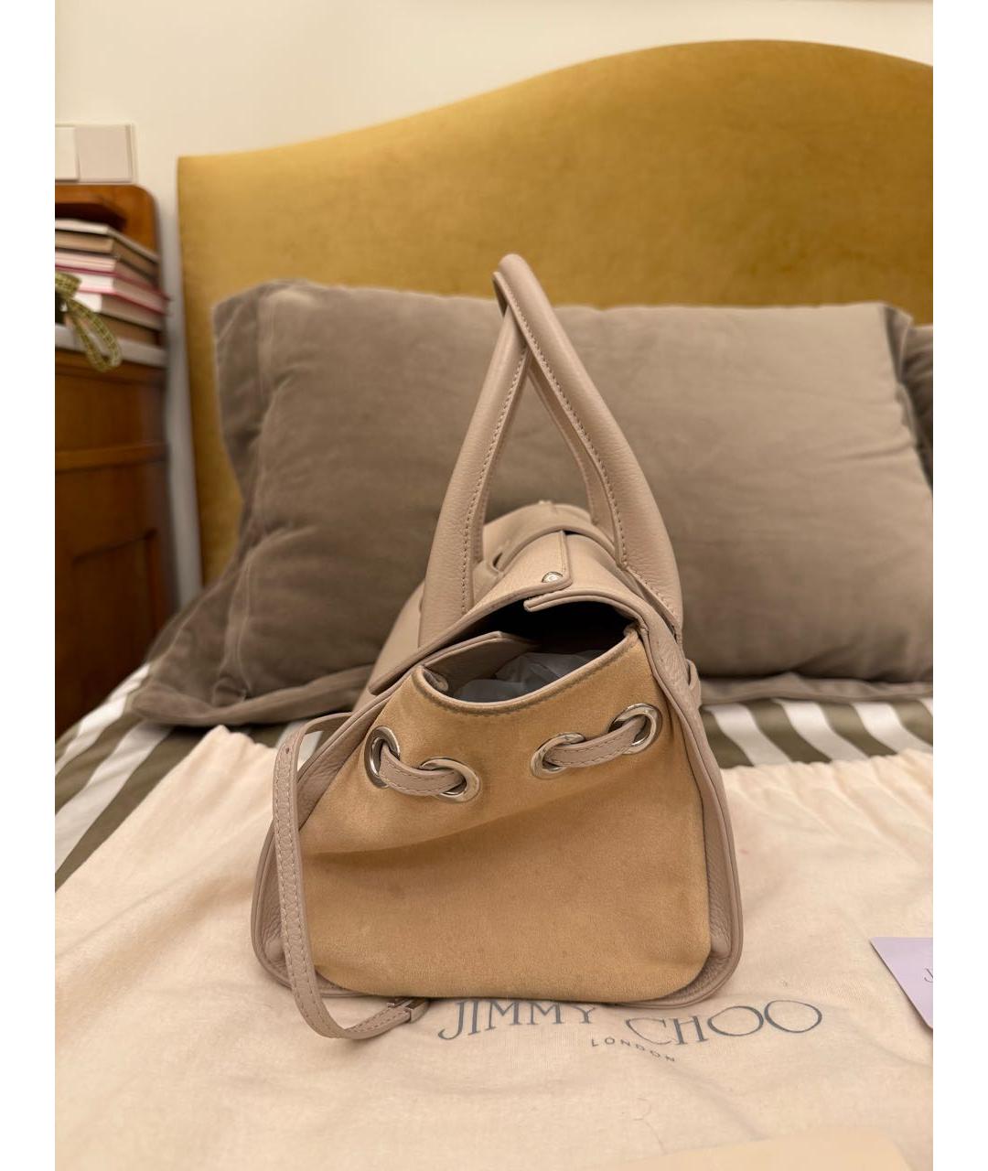 JIMMY CHOO Бежевая кожаная сумка с короткими ручками, фото 8