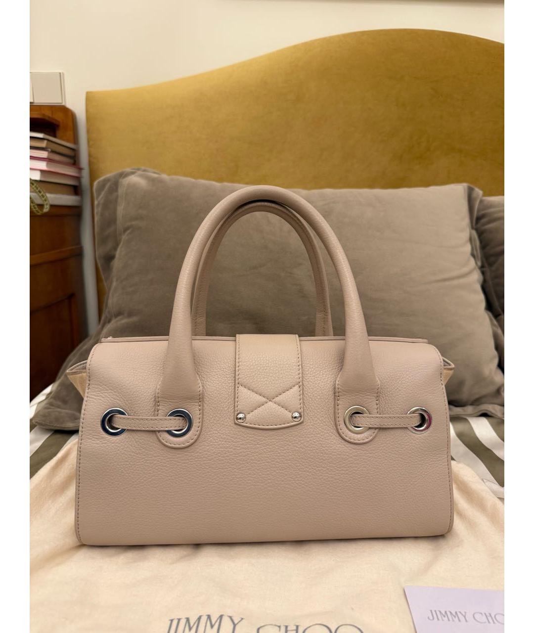 JIMMY CHOO Бежевая кожаная сумка с короткими ручками, фото 3