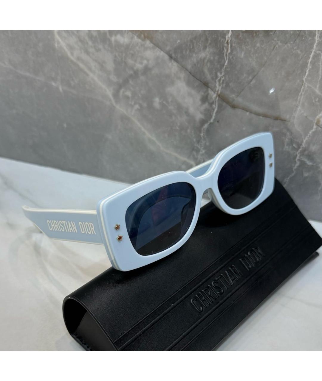 CHRISTIAN DIOR Голубые пластиковые солнцезащитные очки, фото 4