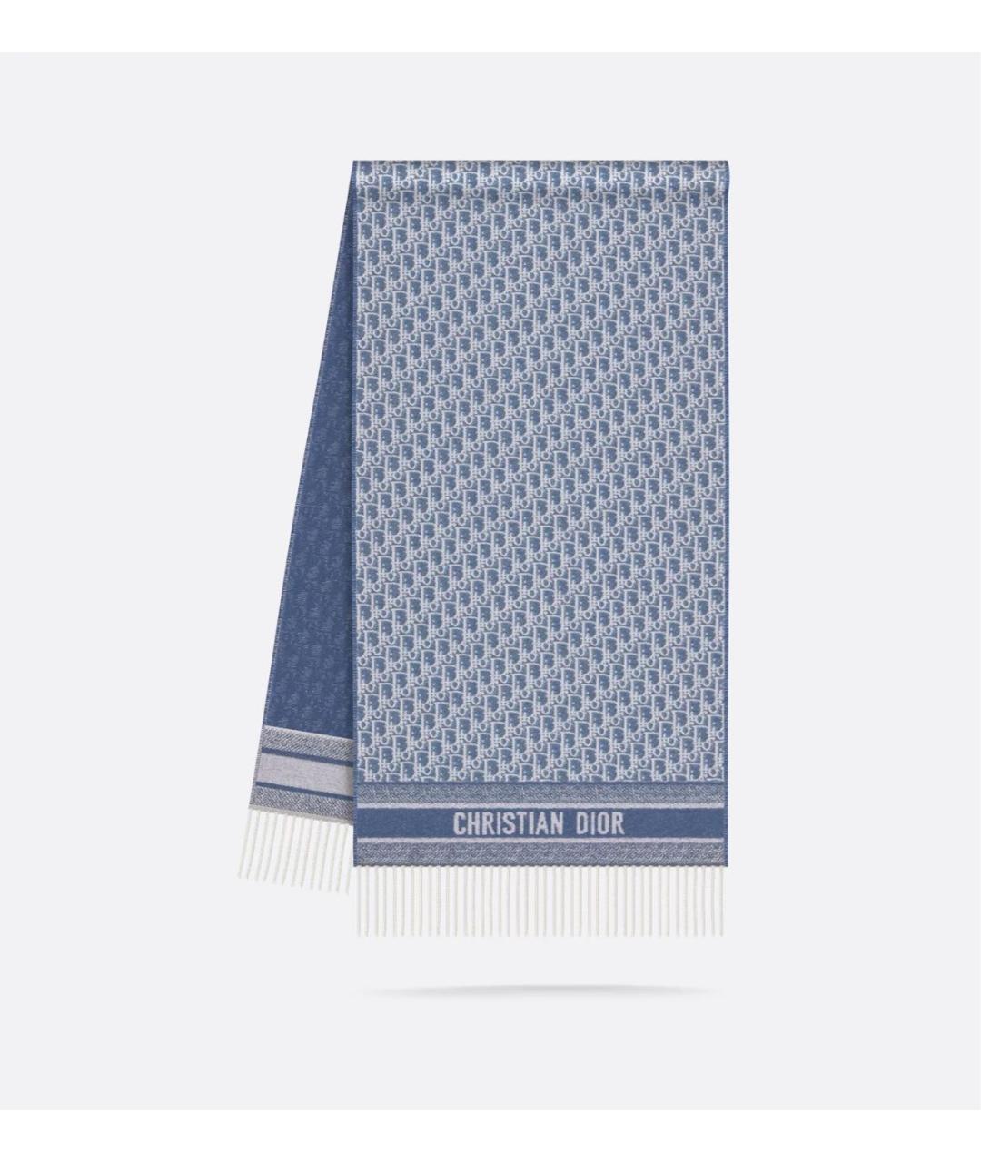 CHRISTIAN DIOR Синий кашемировый шарф, фото 2