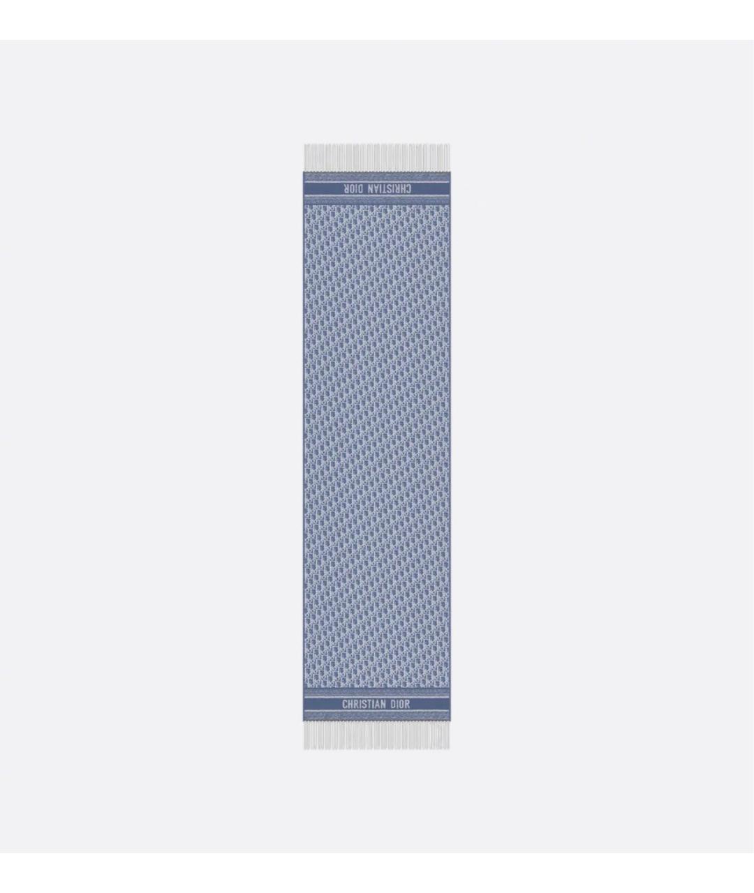CHRISTIAN DIOR Синий кашемировый шарф, фото 4