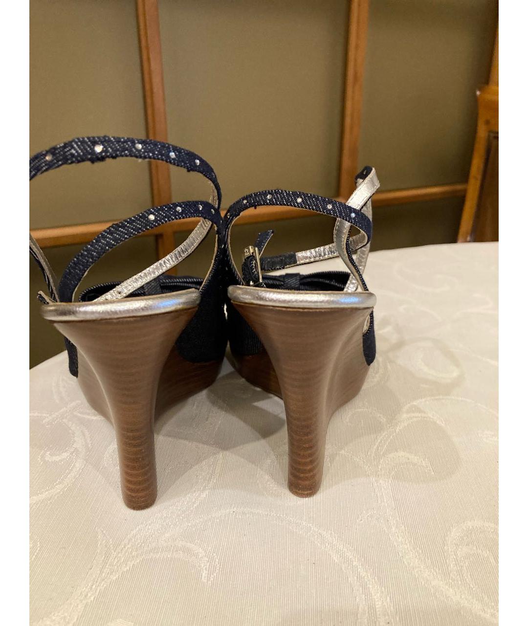 ESCADA Темно-синие текстильные босоножки, фото 4