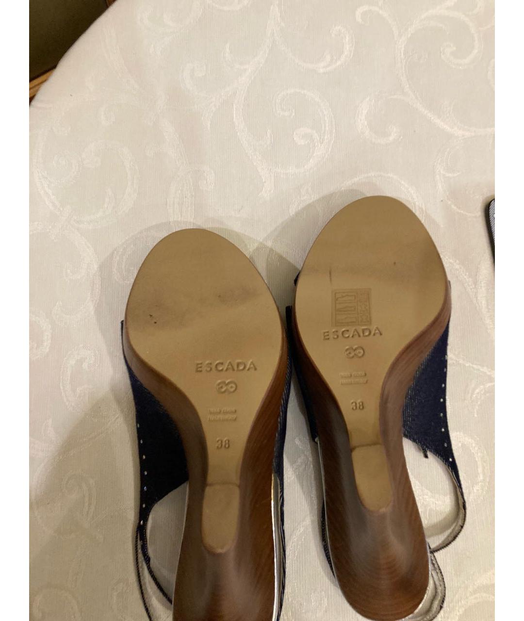 ESCADA Темно-синие текстильные босоножки, фото 5
