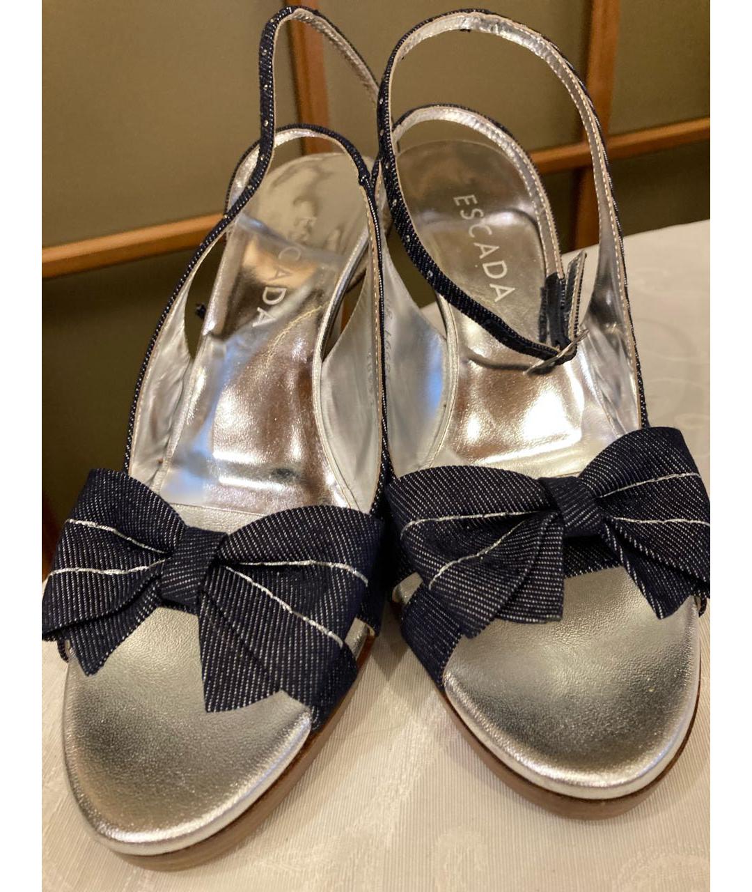 ESCADA Темно-синие текстильные босоножки, фото 2