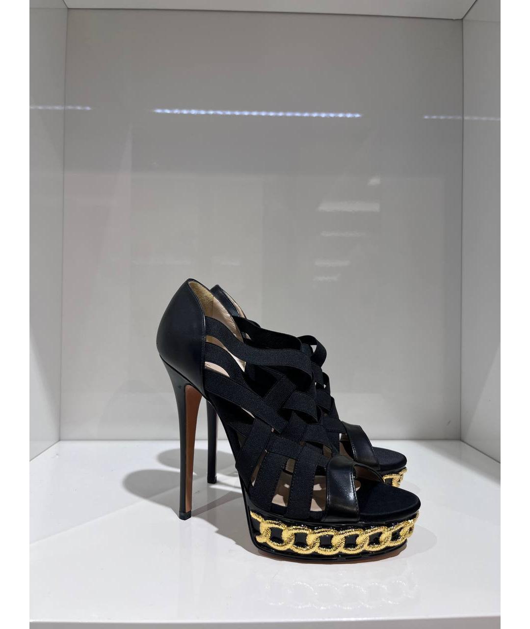 CASADEI Черные кожаные босоножки, фото 4