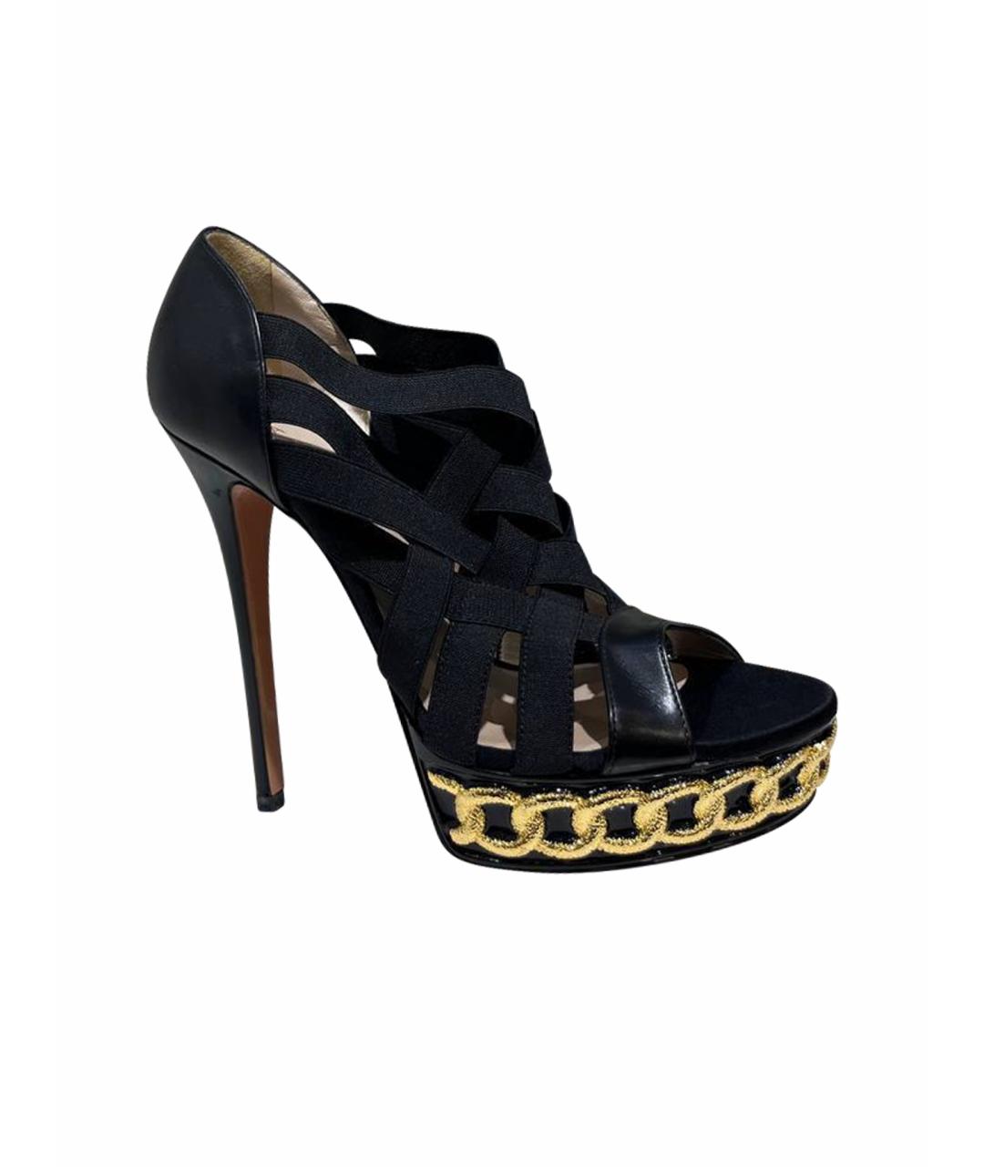 CASADEI Черные кожаные босоножки, фото 1