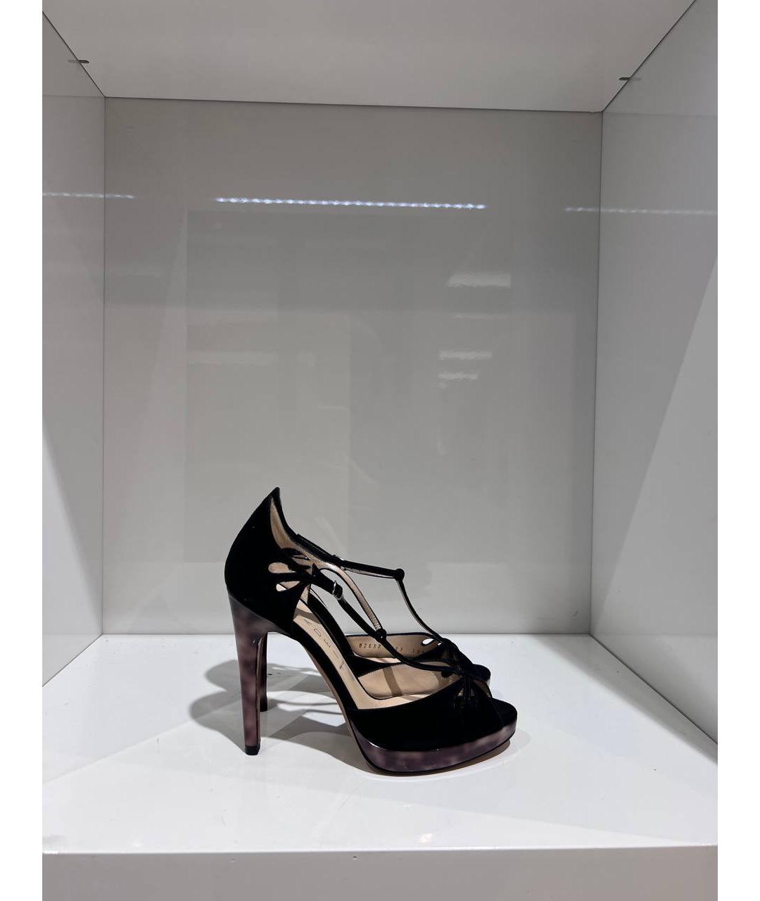 CASADEI Черные кожаные босоножки, фото 4