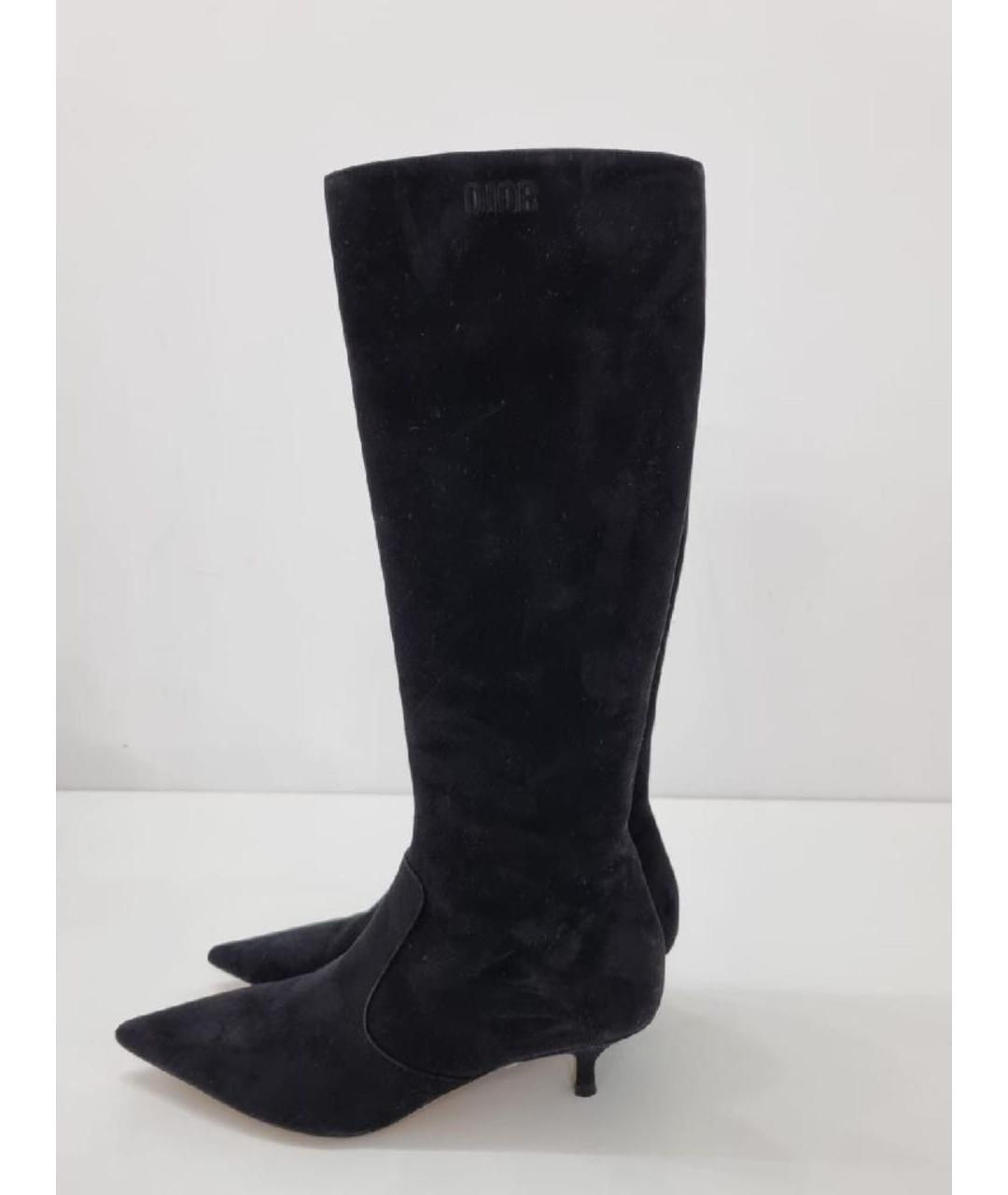 CHRISTIAN DIOR Черные замшевые сапоги, фото 4
