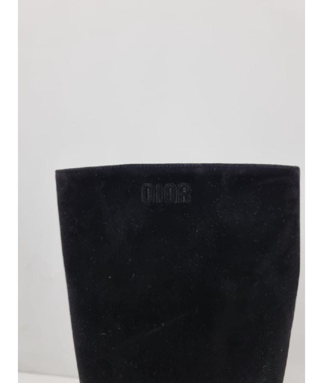 CHRISTIAN DIOR Черные замшевые сапоги, фото 6