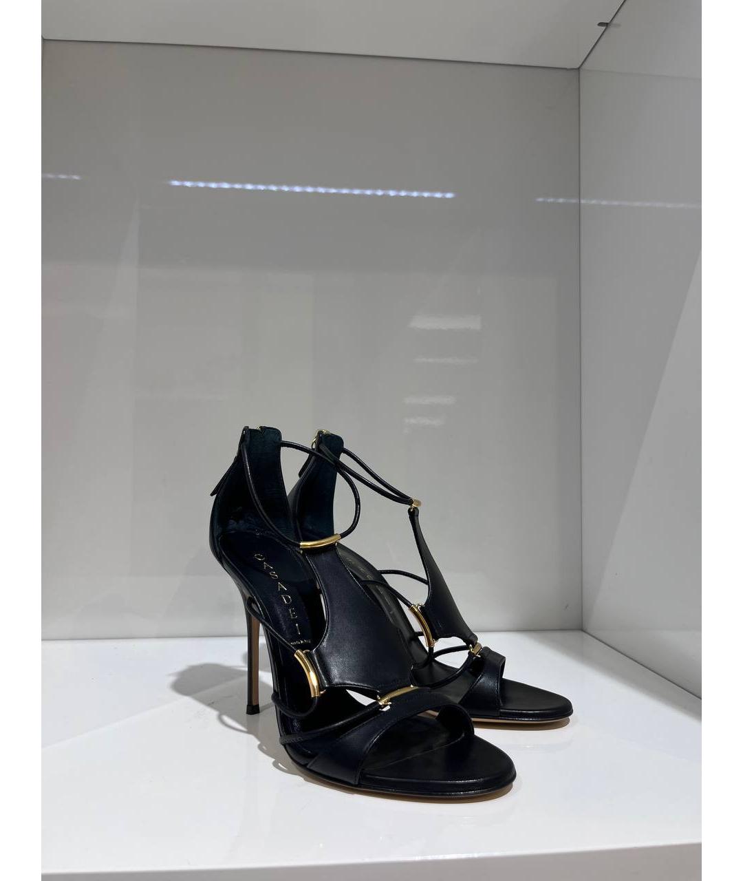 CASADEI Черные кожаные босоножки, фото 2