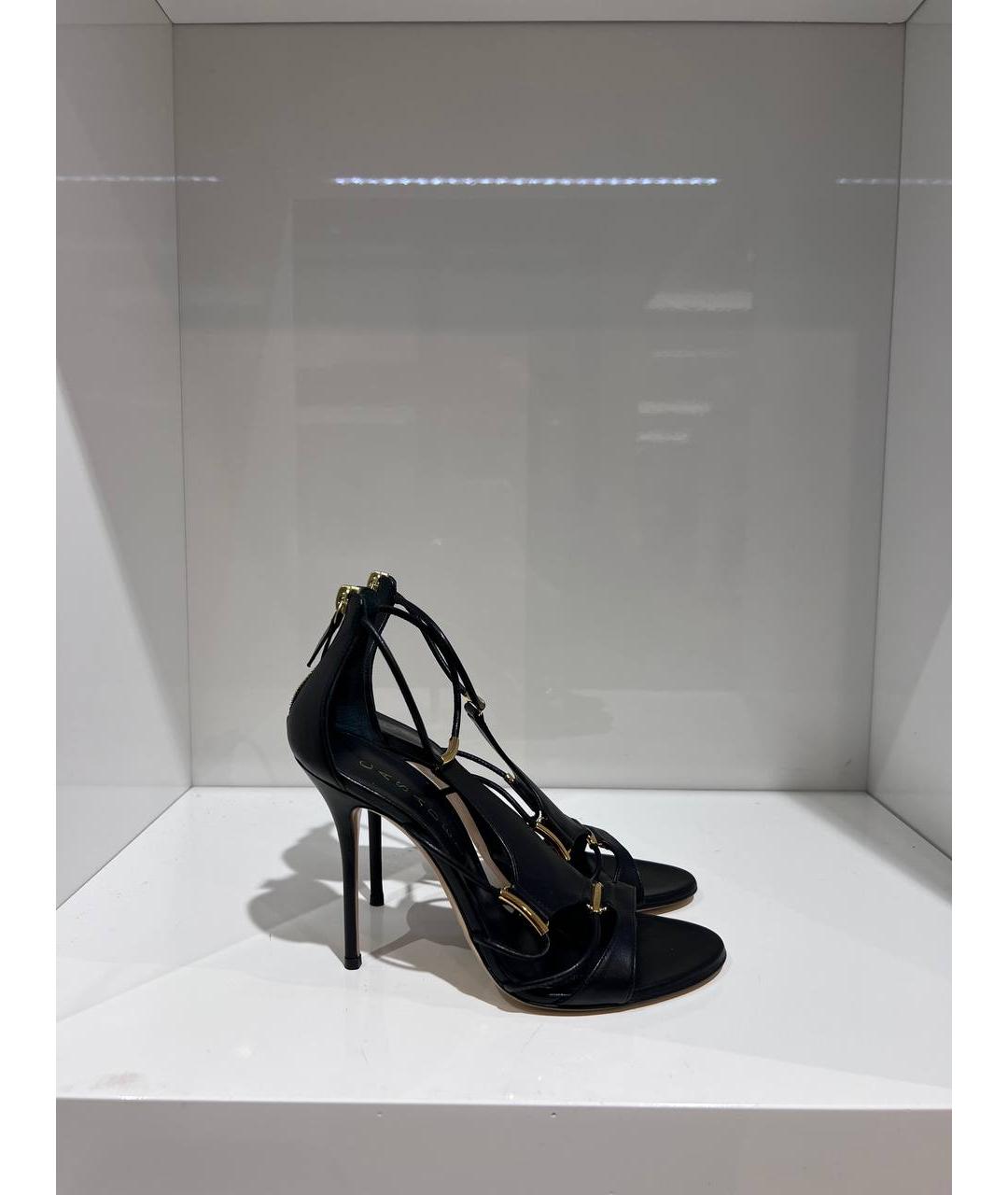 CASADEI Черные кожаные босоножки, фото 3