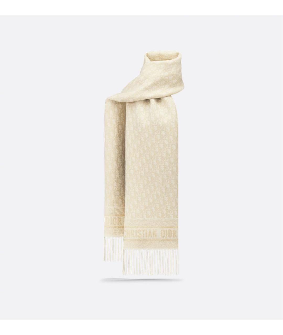 CHRISTIAN DIOR Золотой кашемировый шарф, фото 5