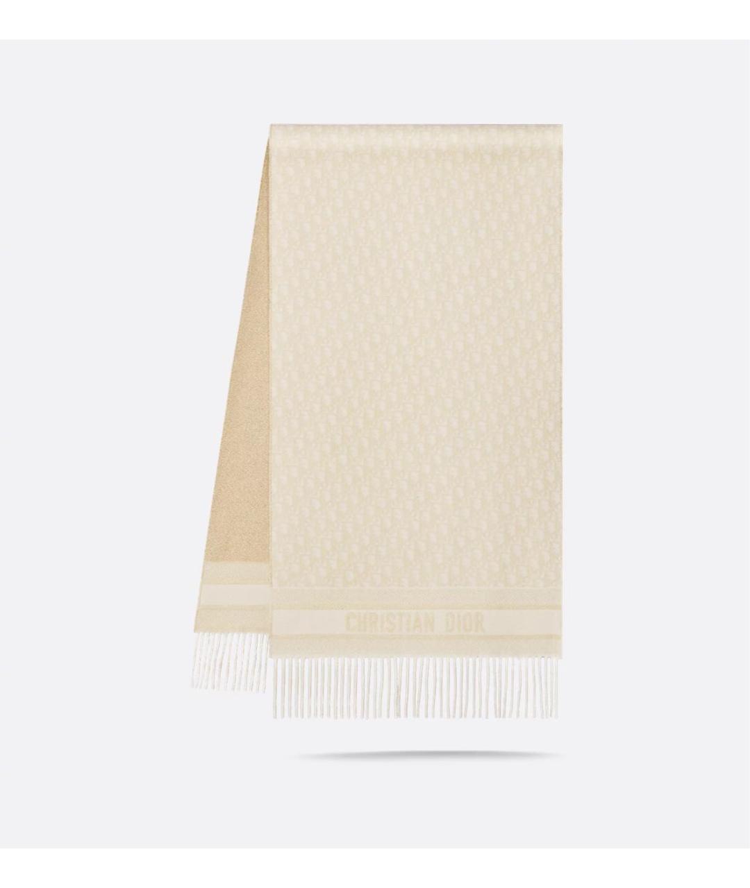 CHRISTIAN DIOR Золотой кашемировый шарф, фото 2