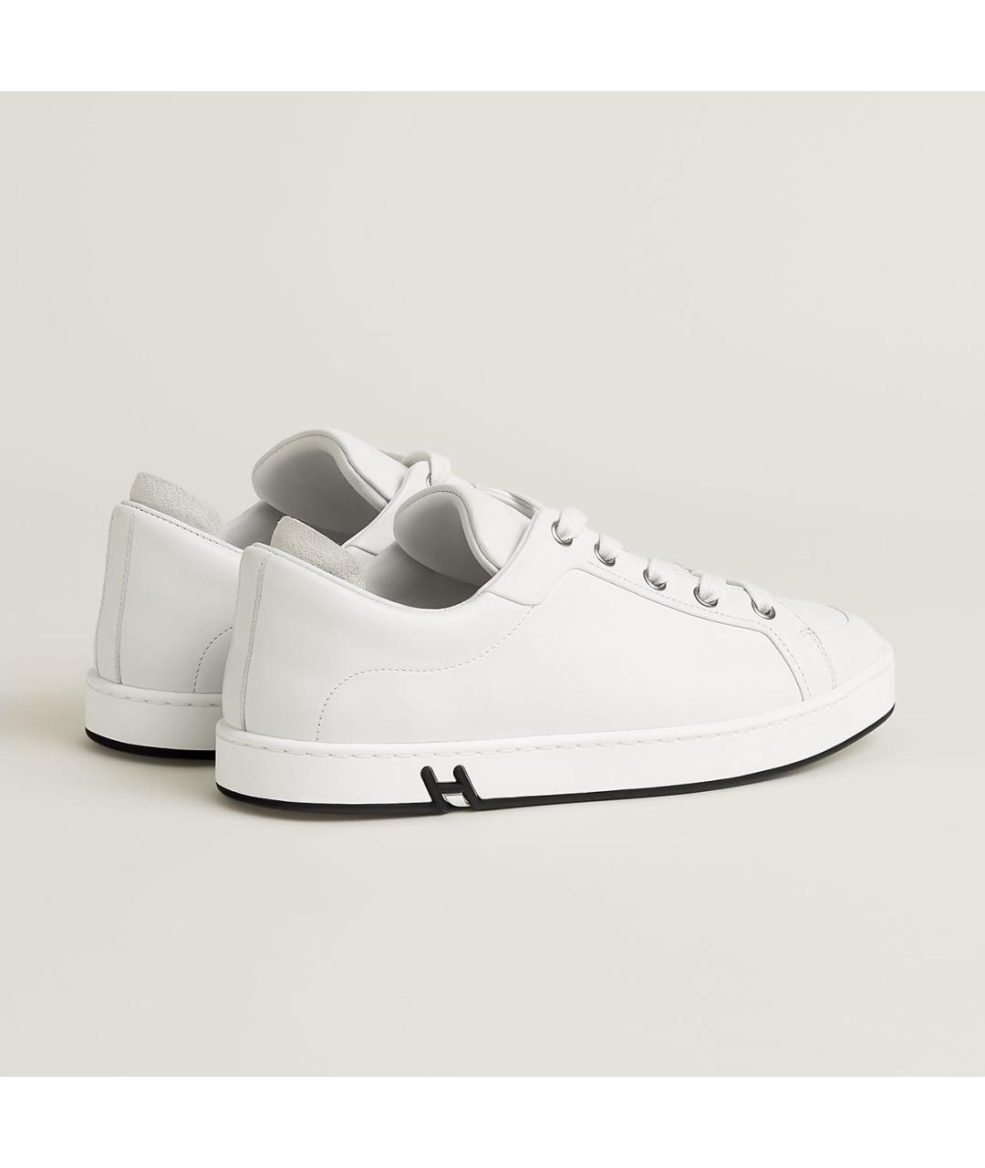 HERMES Белые кожаные кеды, фото 4