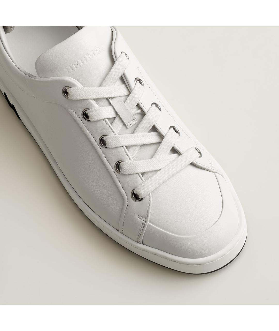 HERMES Белые кожаные кеды, фото 5