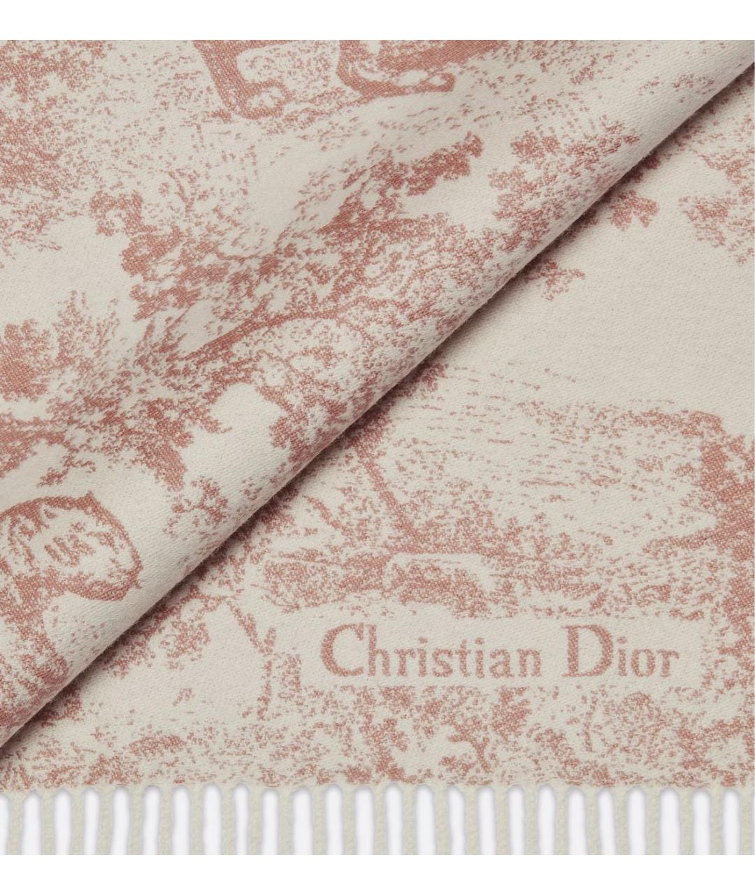 CHRISTIAN DIOR Розовый кашемировый шарф, фото 3