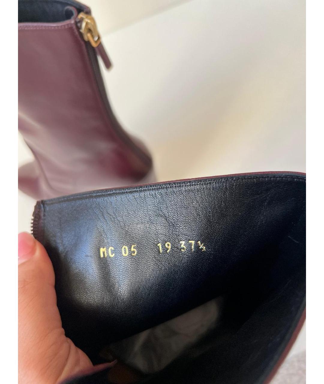 CHRISTIAN DIOR Бордовые кожаные ботильоны, фото 6