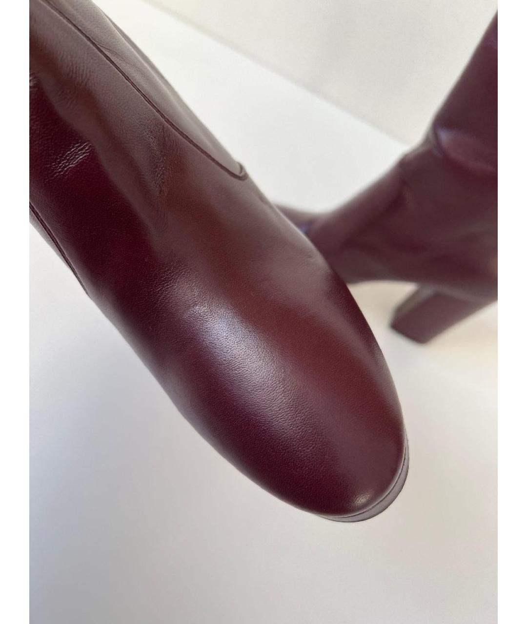 CHRISTIAN DIOR Бордовые кожаные ботильоны, фото 3