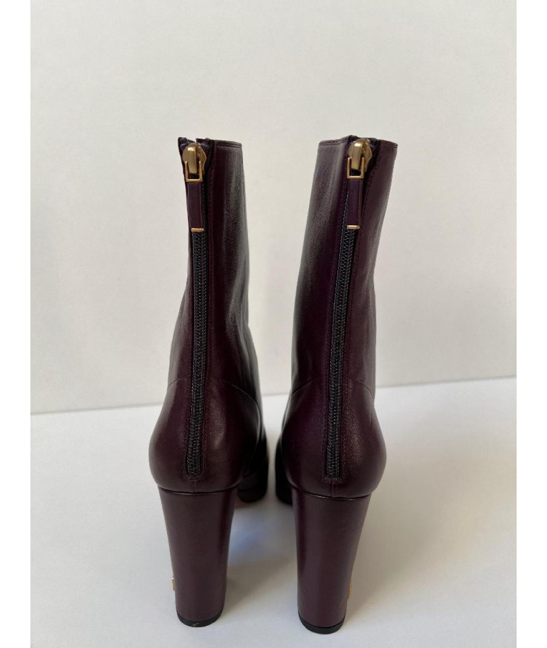 CHRISTIAN DIOR Бордовые кожаные ботильоны, фото 4