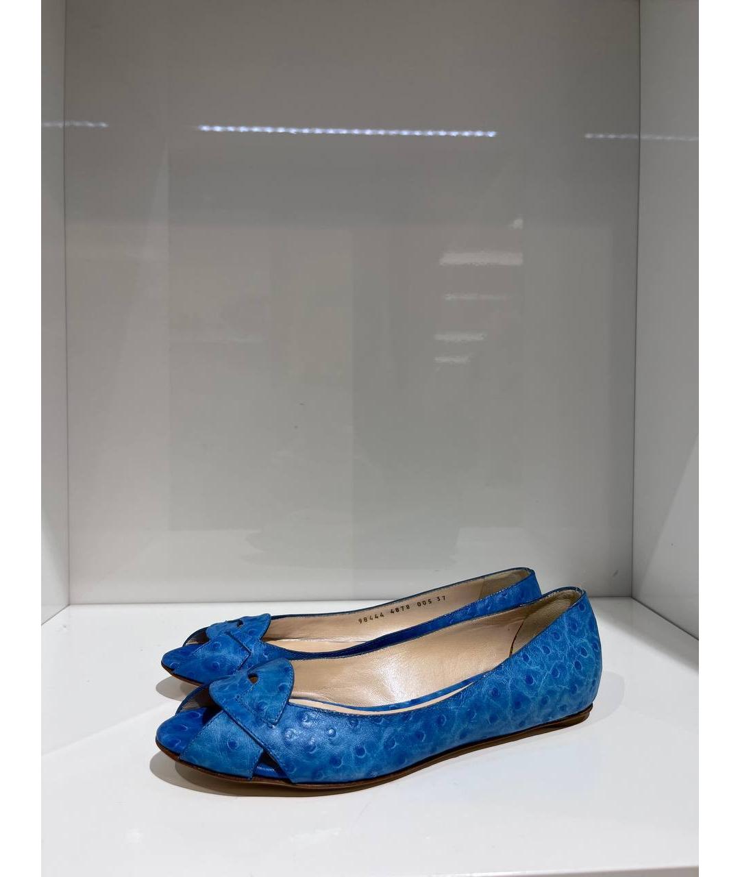 CASADEI Синие кожаные балетки, фото 4