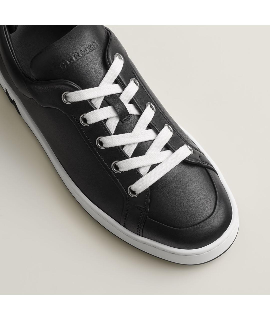 HERMES Черные кожаные кеды, фото 5