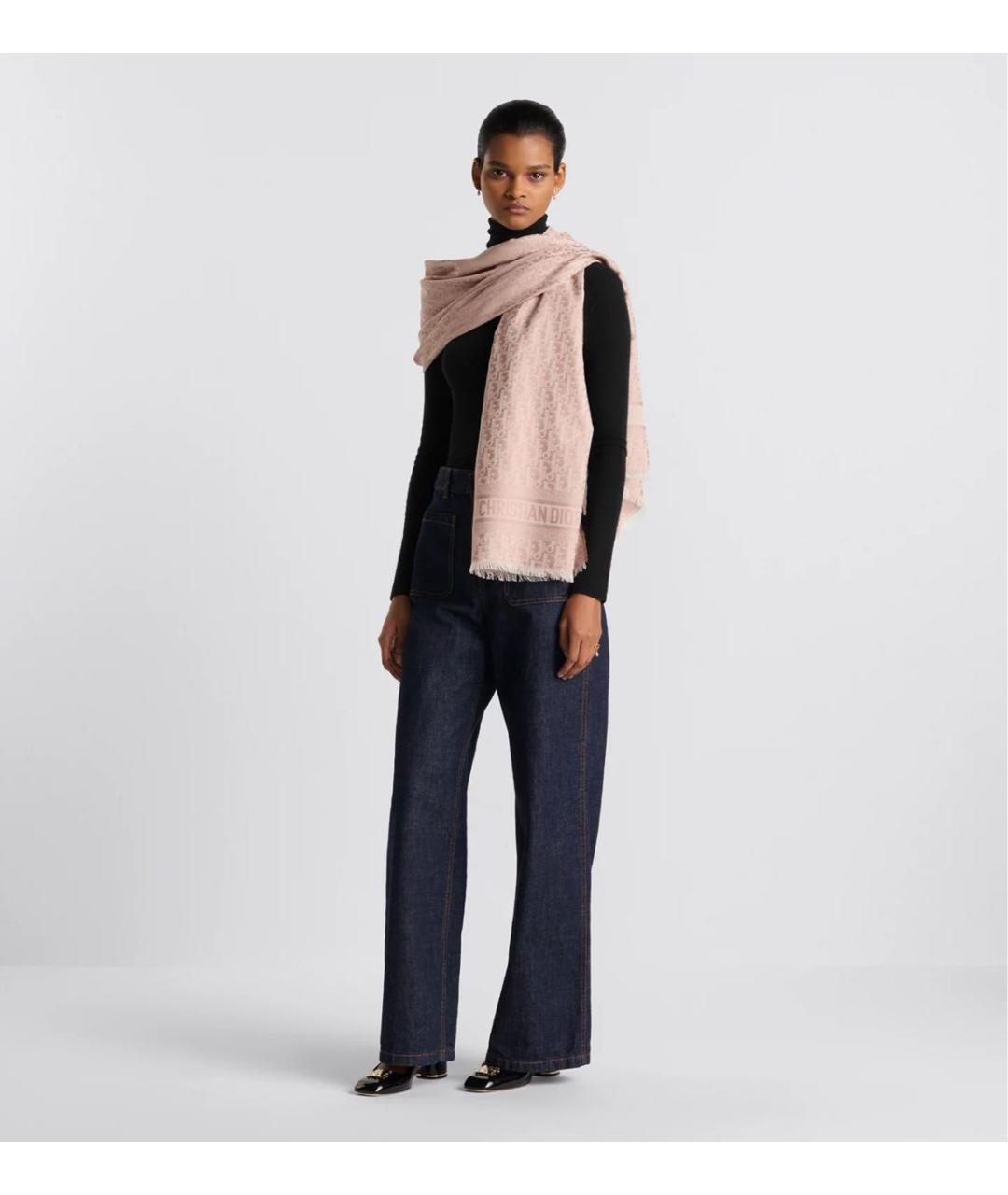 CHRISTIAN DIOR Розовый шарф, фото 3