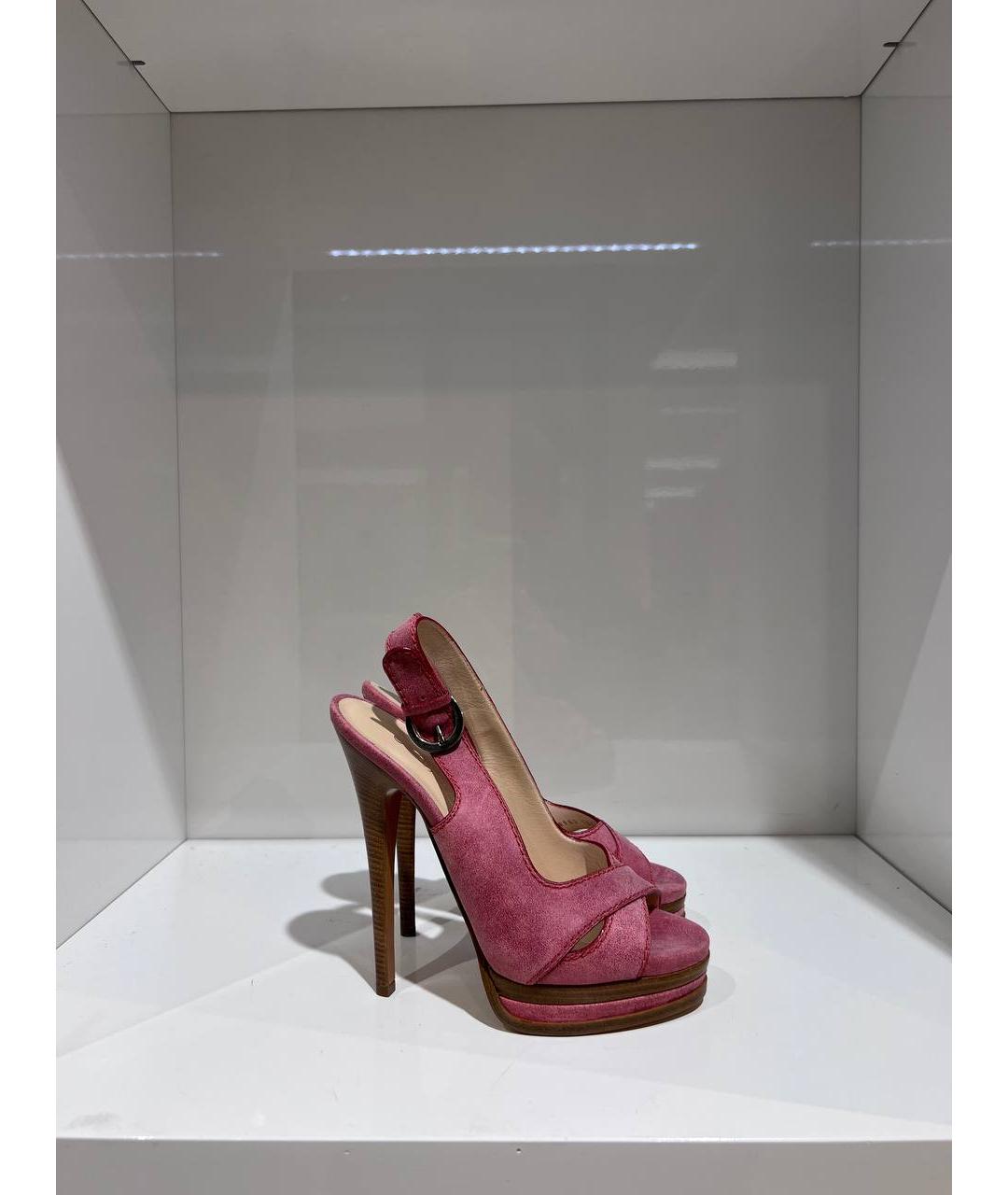 CASADEI Розовые замшевые босоножки, фото 4