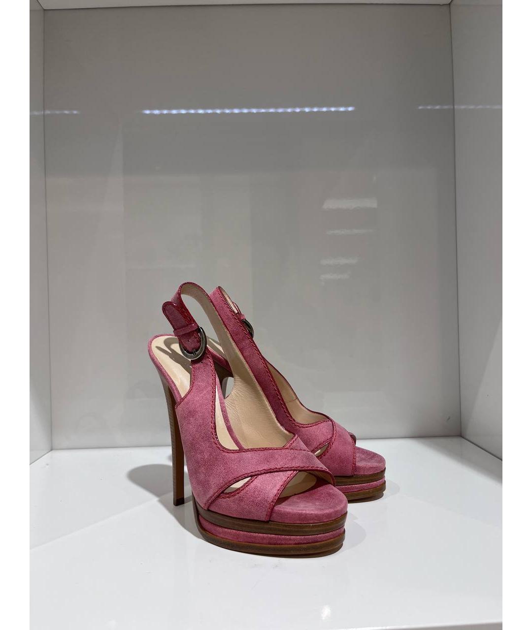 CASADEI Розовые замшевые босоножки, фото 2