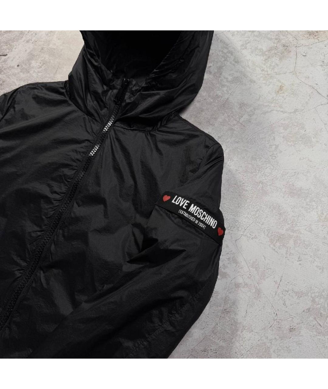 LOVE MOSCHINO Черная полиамидовая куртка, фото 4
