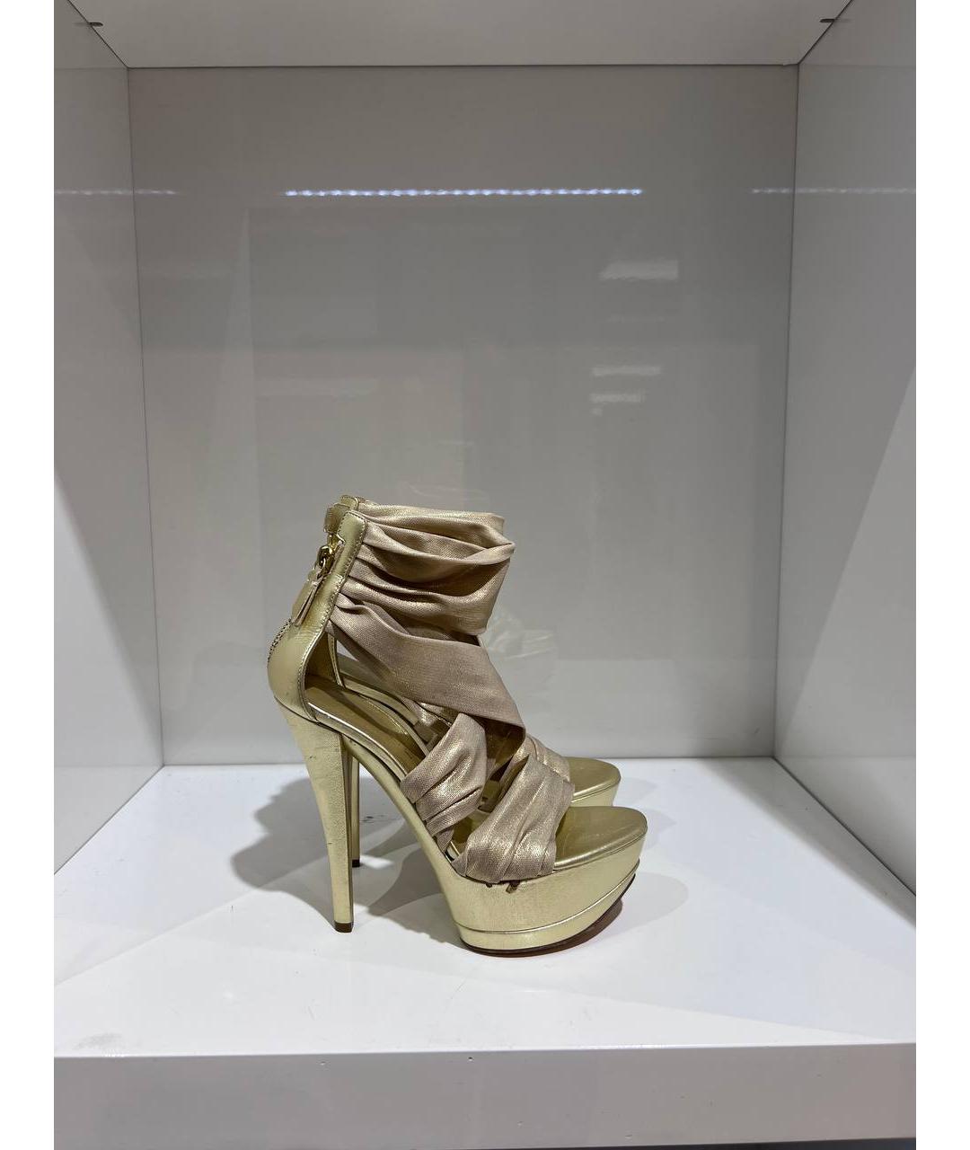 CASADEI Золотые кожаные босоножки, фото 3