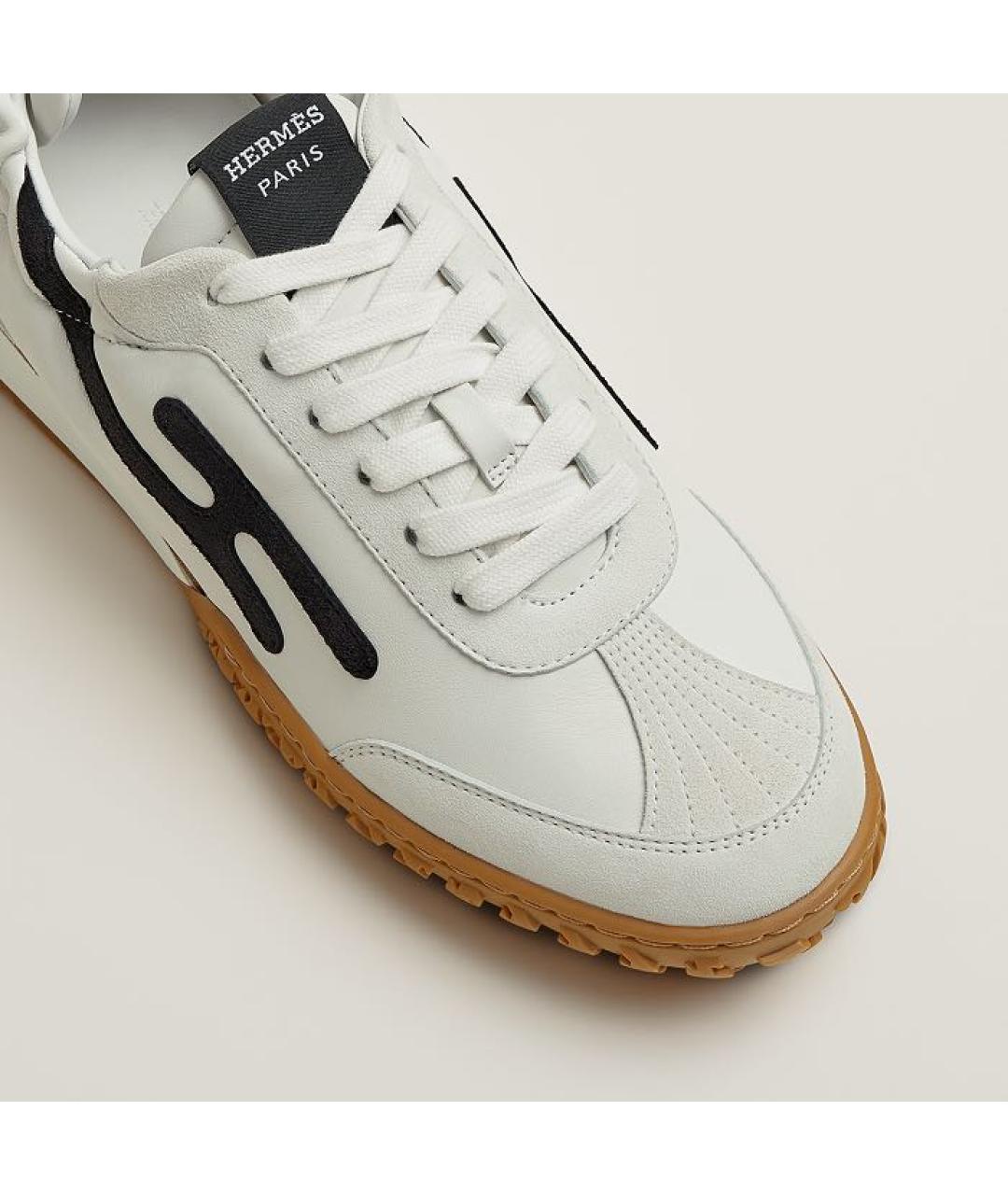 HERMES Белые кожаные кроссовки, фото 6